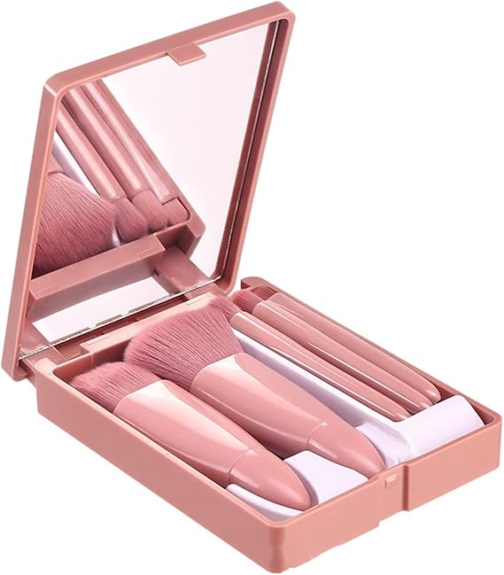 5PC - Makeup Brush Set with Vanity Mirror
