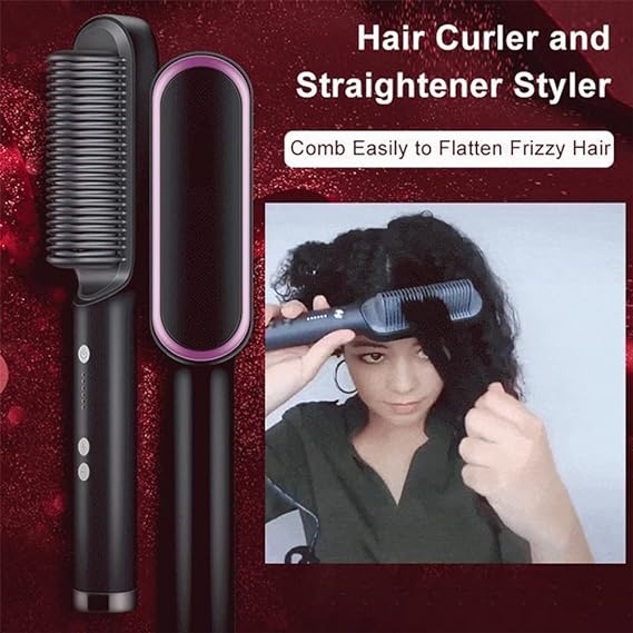 HQT-909B - Electric Hair Straightening & Curling Comb | 2-in-1 Professional Styler