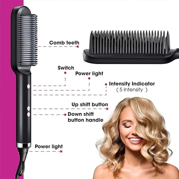 HQT-909B - Electric Hair Straightening & Curling Comb | 2-in-1 Professional Styler