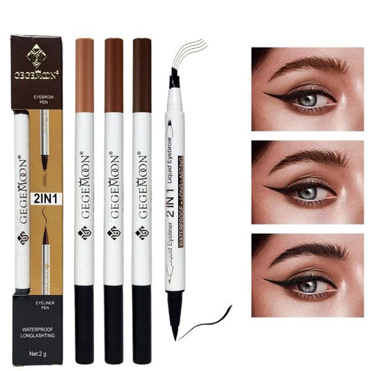 Gegemoon - Waterproof  2-in-1 Liquid Eyeliner & Liquid Eyebrow Pencil