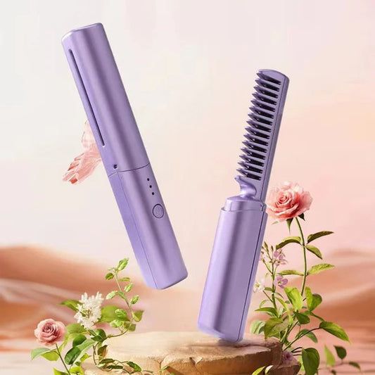 2-in-1 Hair Styling Brush | Straightener & Curler Comb