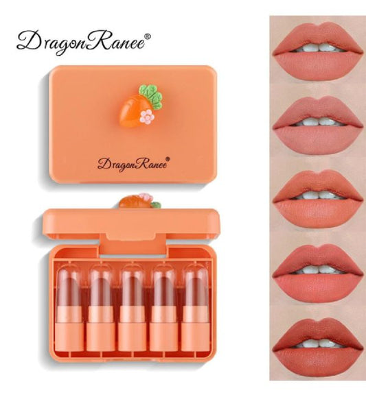 Dragon Ranee Mini Lipstick Set – 5 PCS – Carrot Extract Formula