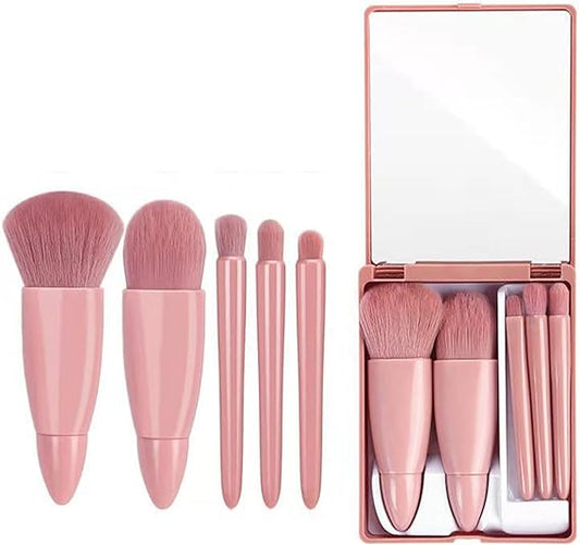 5PC - Makeup Brush Set with Vanity Mirror