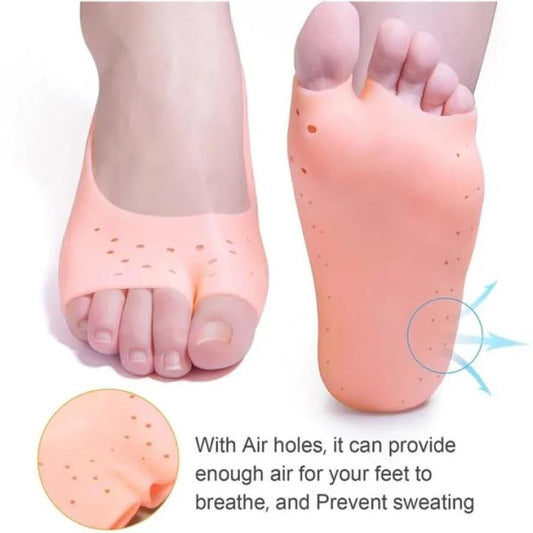 Silicone Gel Moisturizing Socks – Non-Slip Cracked Foot Prevention Socks (Breathable, Reusable)
